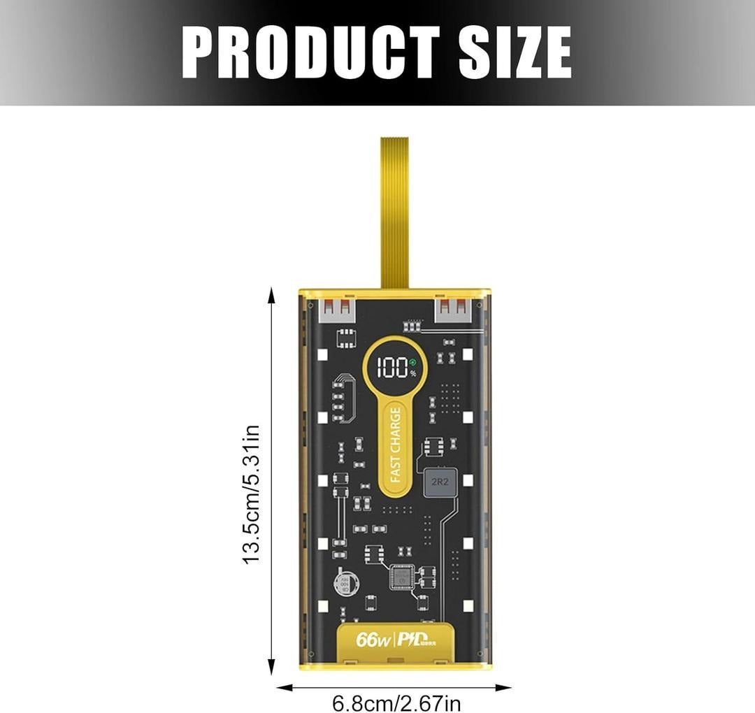 20000mAh Transparent Power Bank with LED Display